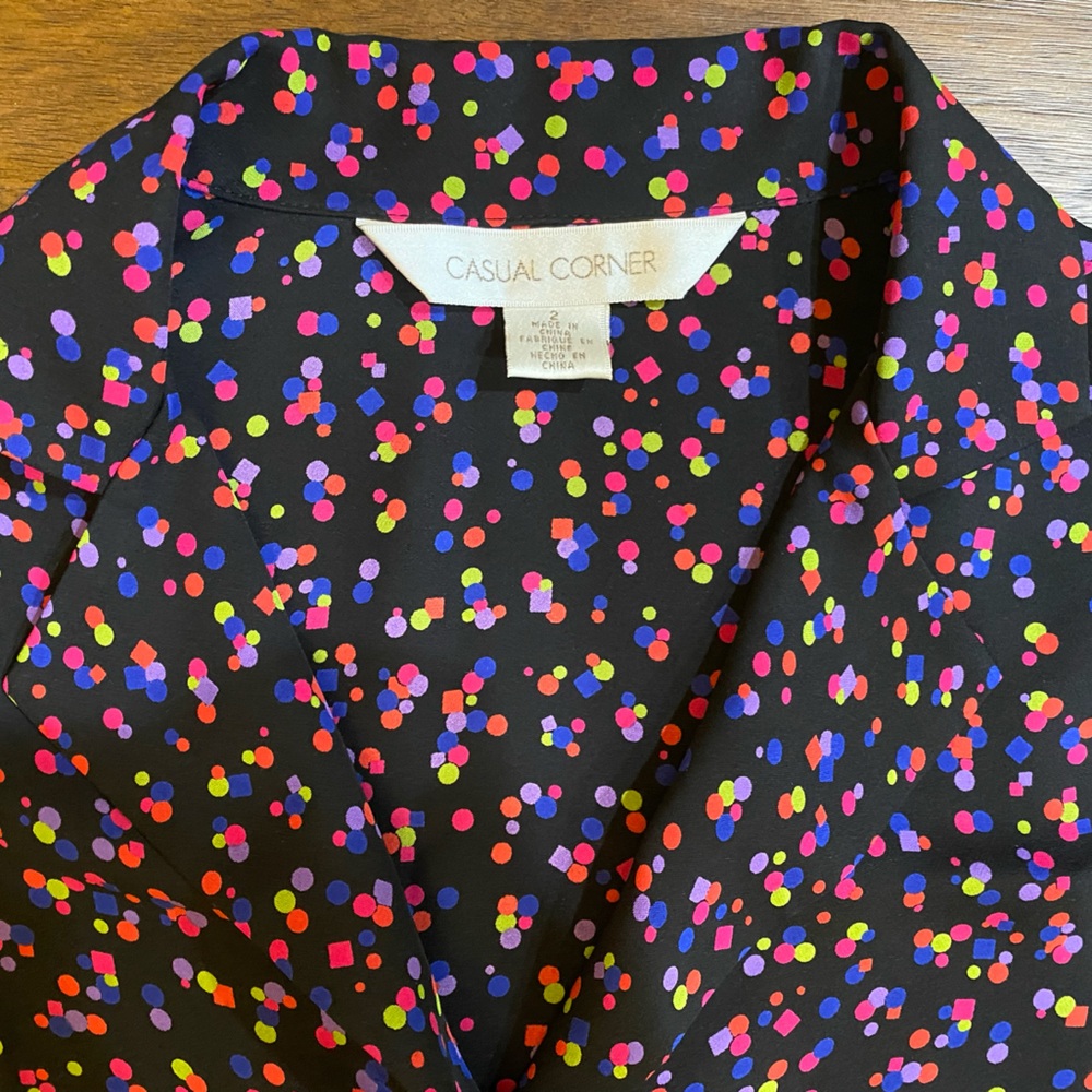 Vintage Casual Corner Silk Polkadot Blouse